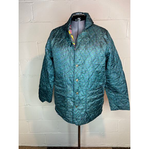 Jacket Quilted silk reversible bright green blue pink - Picture 2 of 16